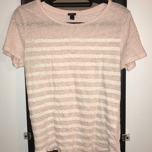 NWOT j.crew pink striped tee sz small